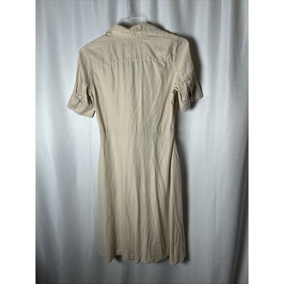 Lauren Ralph Lauren Beige Linen Tie Waist Midi Dress - Picture 4 of 5